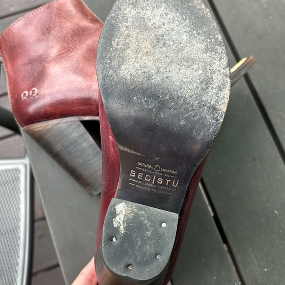 Bed Stu Onset leather peep toe booties, stacked heel, 8.5 - Picture 11 of 16